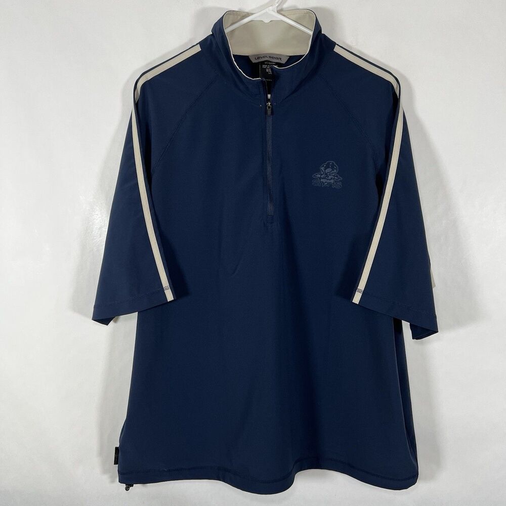 Levelwear Shorts Brewing Short Sleeve 1/4 Zip Windbreaker Jacket Mens Large Navy